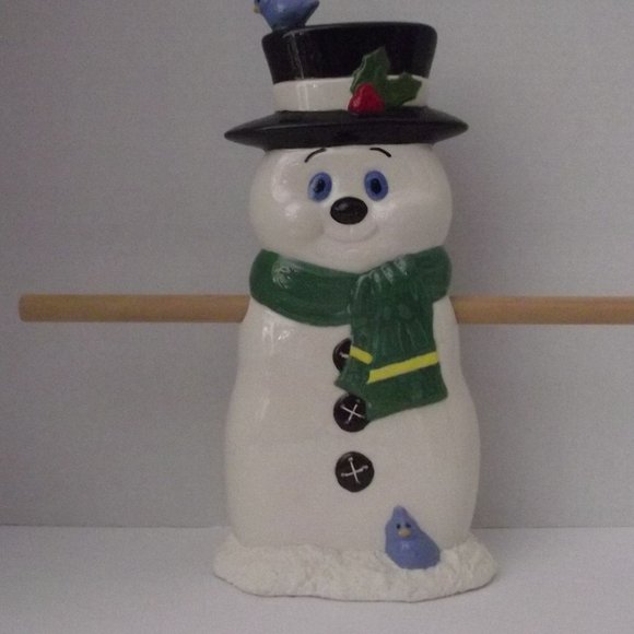 Vtg. Ceramic Snowman Towel Holder - Picture 1 of 4
